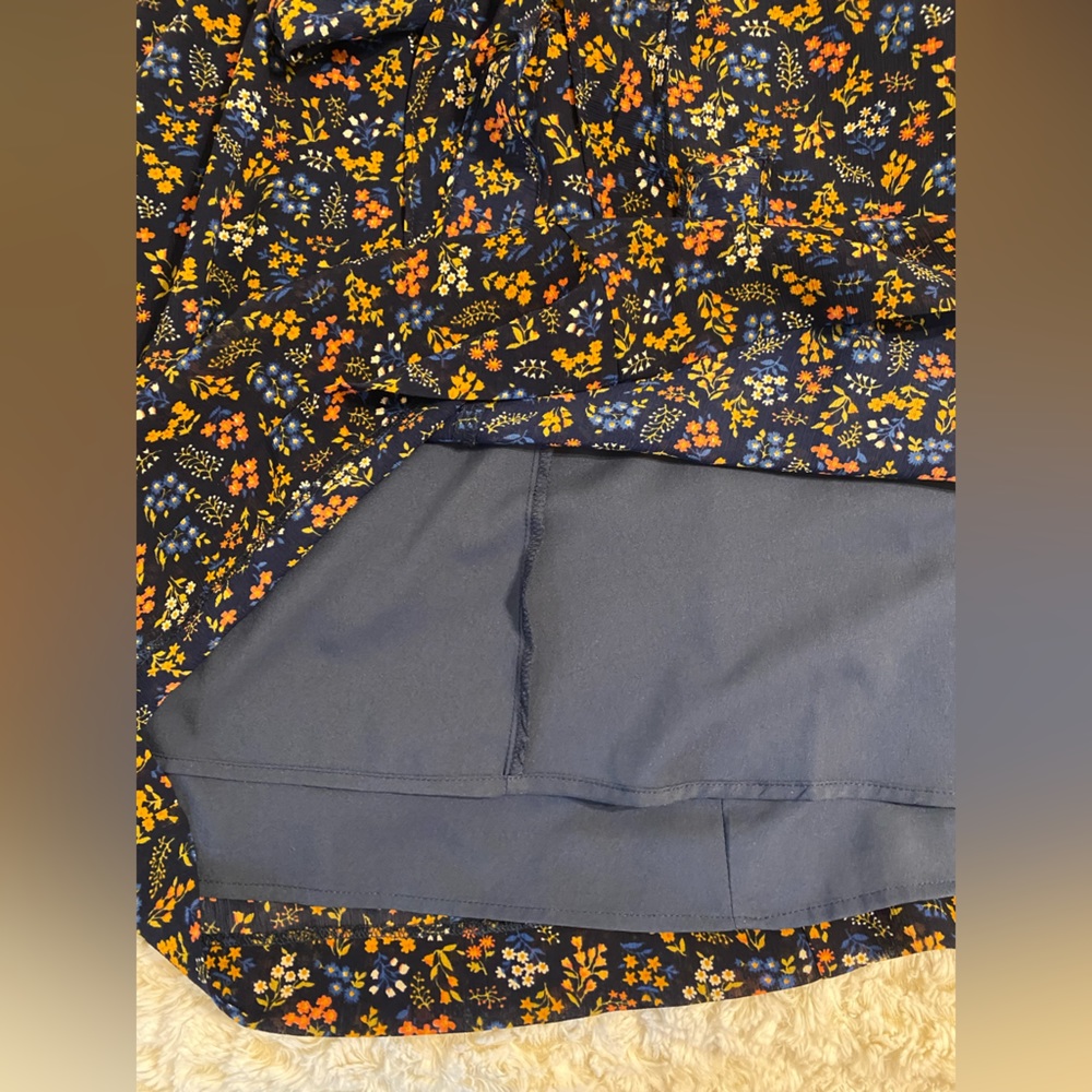 Madewell Blue Floral Mini Dress with Bow Detail on Chest - Picture 5 of 9